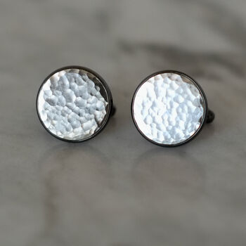 Curve Engraved Silver Cufflinks, 6 of 7