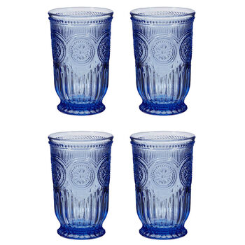 Set Of Four Zamora Blue Highball Tumblers, 2 of 5