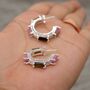 Pink, Black Tourmaline Silver Earrings, thumbnail 4 of 8