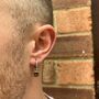Silver Tigers Eye Dangle Hoop Earring For Men, thumbnail 1 of 11
