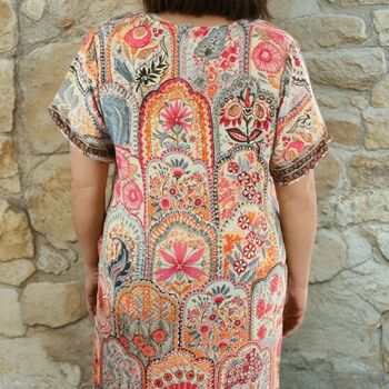 Pink, Orange And Cream Floral Tile Print Long Shirt, 3 of 4