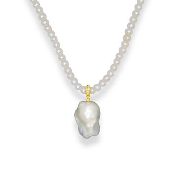 Natural Baroque Pearl Silver Necklace, 2 of 4