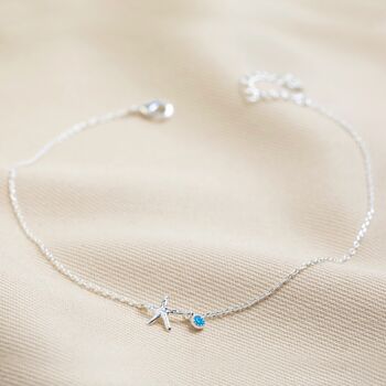 Starfish And Gem Charm Anklet, 2 of 4