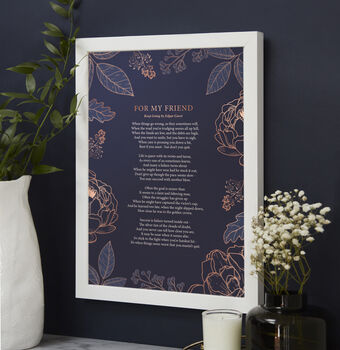 Personalised Grey And White Floral Poem Print, 5 of 9