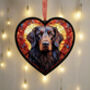 Flat Coated Retriever Stained Glass Effect Heart Suncatcher, thumbnail 2 of 5