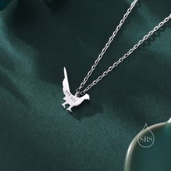 Extra Tiny Pheasant Pendant Necklace In Sterling Silver, 4 of 12