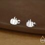 Pumpkin Internally Threaded Flat Back Earrings In Sterling Silver, thumbnail 1 of 11