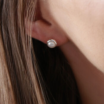 Pearl Stud Earrings In Silver Or Gold Vermeil Plated, 4 of 5