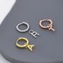 One Small Initial Letter Huggie Hoop Earring In Sterling Silver, thumbnail 1 of 10