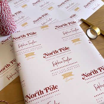 Personalised North Pole Delivery 2023, Wrapping Paper, 7 of 9