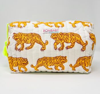 Handmade Quilted Tiger Wash Bag, 2 of 3