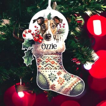Personalised Greyhound Christmas Stocking Bauble, 2 of 2