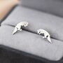Sterling Silver Jumping Fox Stud Earrings, thumbnail 4 of 11