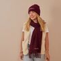 Personalised Slogan Deep Cuff Beanie Hat In Burgundy, thumbnail 1 of 5