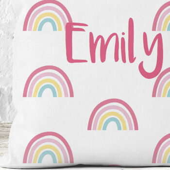 Pink Rainbow Personalised Cushion, 2 of 2