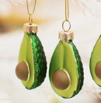 Three Avocado Glass Christmas Bauble, 3 of 3