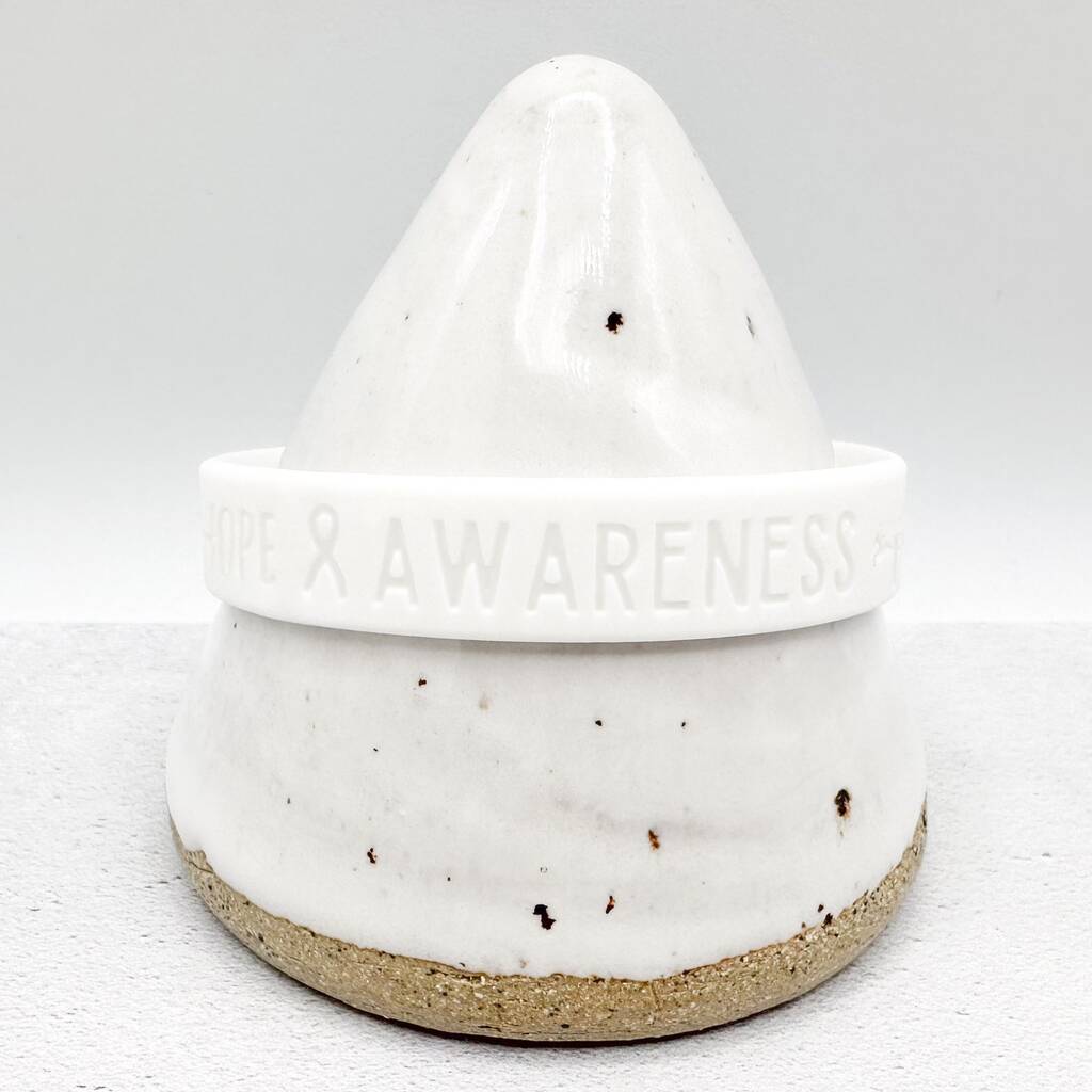 White Awareness Ribbon Bracelet Wristband, 1 of 8