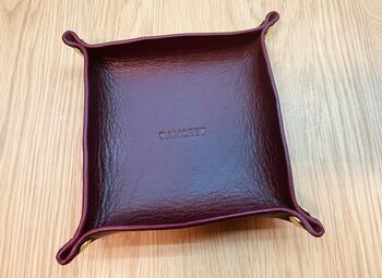 Personalised Burgundy Leather Desk Accessories Tray, 11 of 12