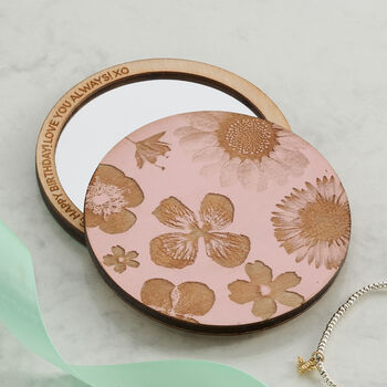 Engraved Flowers Compact Pocket Mirror, 7 of 11