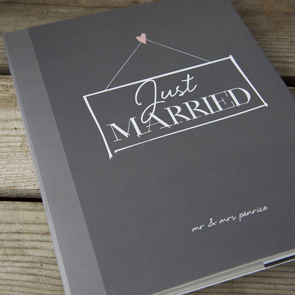 wedding guest book with personalised cover by illustries