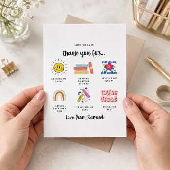 Thank You Teacher Card Personalised, 5 of 6