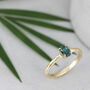 'Mae' Oval Teal Sapphire Solitaire Engagement Ring, thumbnail 10 of 12