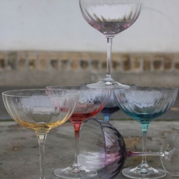 Set Of Six Hand Blown Champagne Saucers, 3 of 4