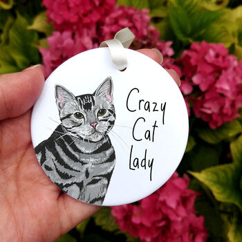 Crazy Cat Lady Ceramic Hanging Decoration, 6 of 7