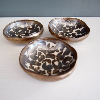 Handmade Gold Leopard Print Ceramic Ring Dish, 5 of 7