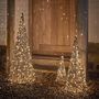 Rattan Cone Plug In Outdoor Christmas Decoration Trio, thumbnail 1 of 2