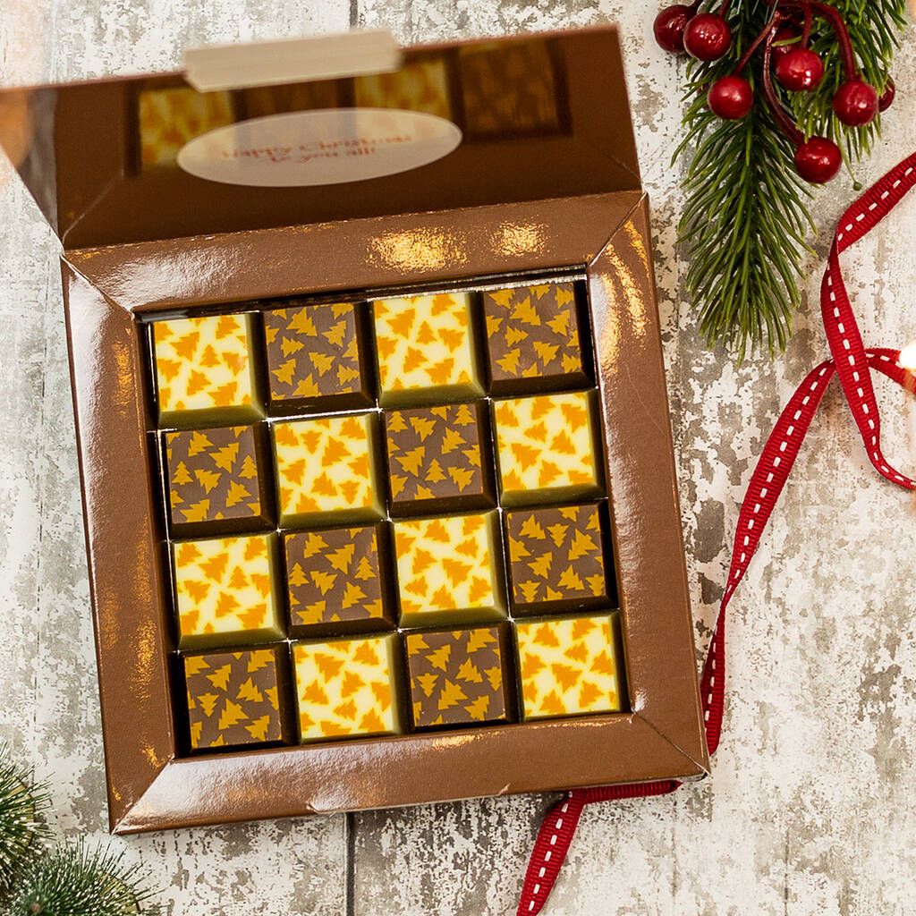 Personalised Christmas Tree Chocolate Gift Box By Cocoapod Chocolates