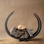 Forged Iron Log Store 'Long Horn', thumbnail 5 of 9
