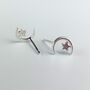 Sterling Silver Crescent Moon And Star Stud Earrings, thumbnail 2 of 5