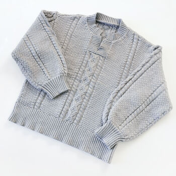 Bergen Cable Knit Jumper Grey, 7 of 7