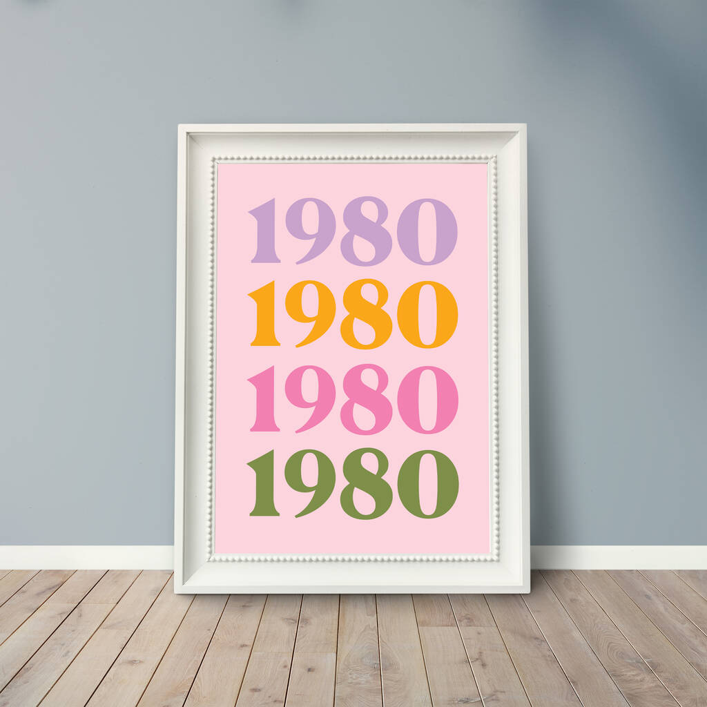 Personalised Year Colourful Art Print, 1 of 2