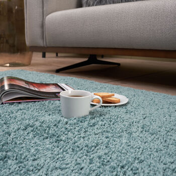 The Rugs Plain Duck Egg Blue Shaggy Rug, 3 of 12