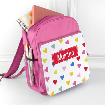 Personalised Girl's Patterned Pink Rucksack, 9 of 12