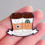 'Coffee And A Friend' Enamel Pin Badge, thumbnail 1 of 5