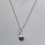 July Birthstone Necklace, Ruby, Silver Plated, thumbnail 5 of 8