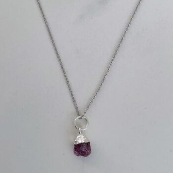 July Birthstone Necklace, Ruby, Silver Plated, 5 of 8