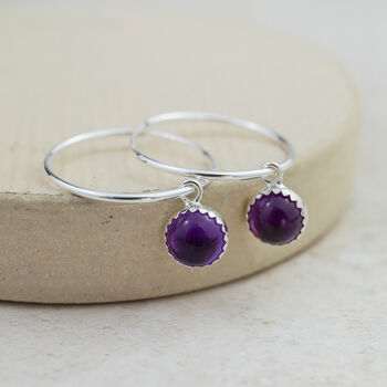 Sterling Silver Large Gemstone Hoop Earrings, 12 of 12