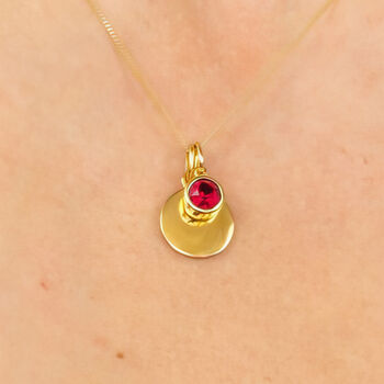 Yellow Gold Plated July Ruby Birthstone Necklace, 3 of 10