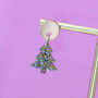 Rainbow Glitter Acrylic Christmas Tree Dangle Earrings, thumbnail 2 of 5