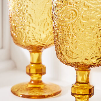 Set Of Four Paisley Embossed Wine Goblets, 5 of 7