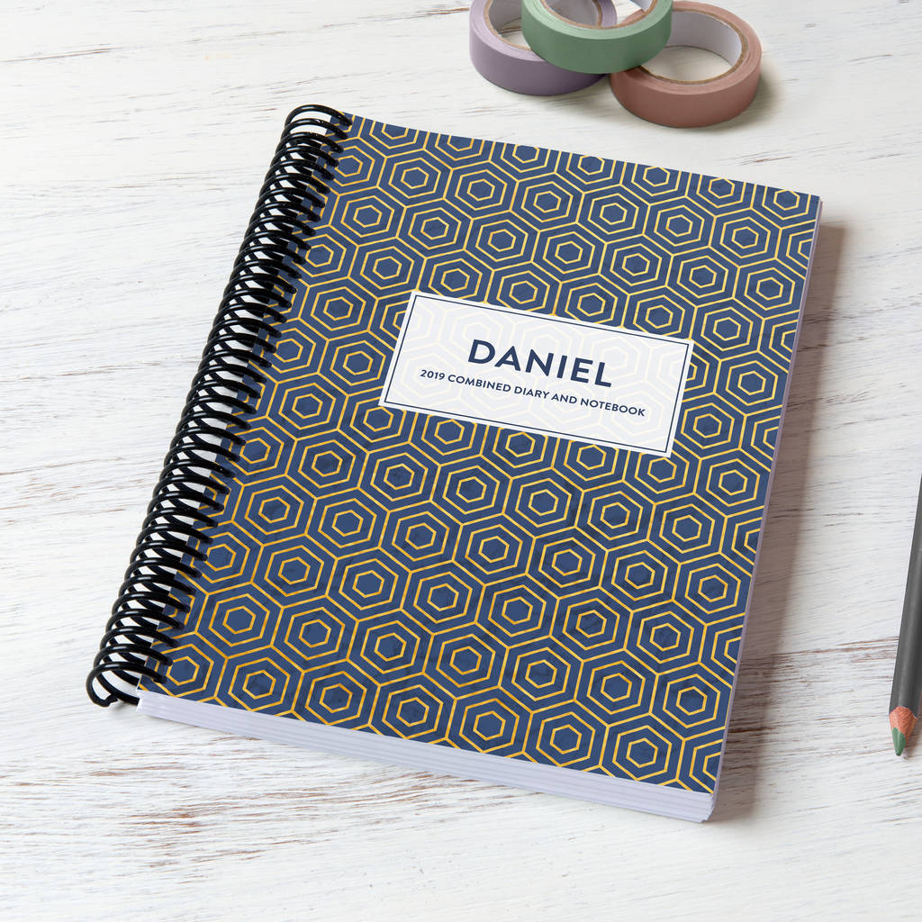 Personalised Geometric Combined Diary And Notebook By From You To Me ...