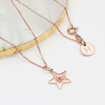 Personalised Rose Gold Plated Birthstone Star Necklace, 2 of 5