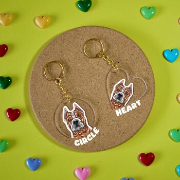 Personalised Red Nose Pitbull Portrait Keychain, 3 of 5