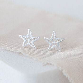 Sterling Silver Starfish Stud Earrings, 4 of 11