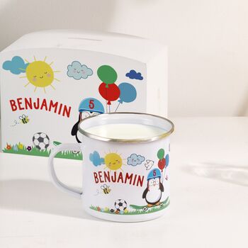 Children's Personalised Penguin Enamel Mug, 5 of 11