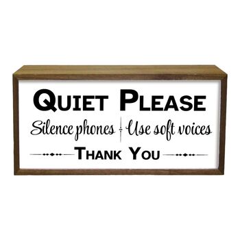 Wooden Light Box Quiet Please Sign, 2 of 5